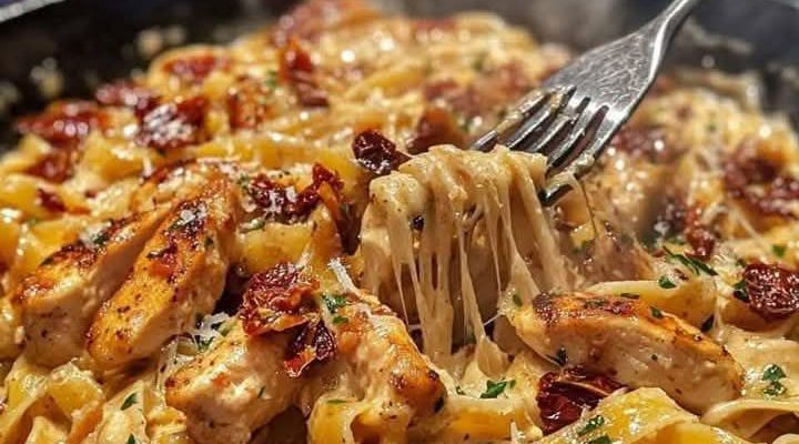 Creamy Sun-Dried Tomato & Chicken Fettuccine