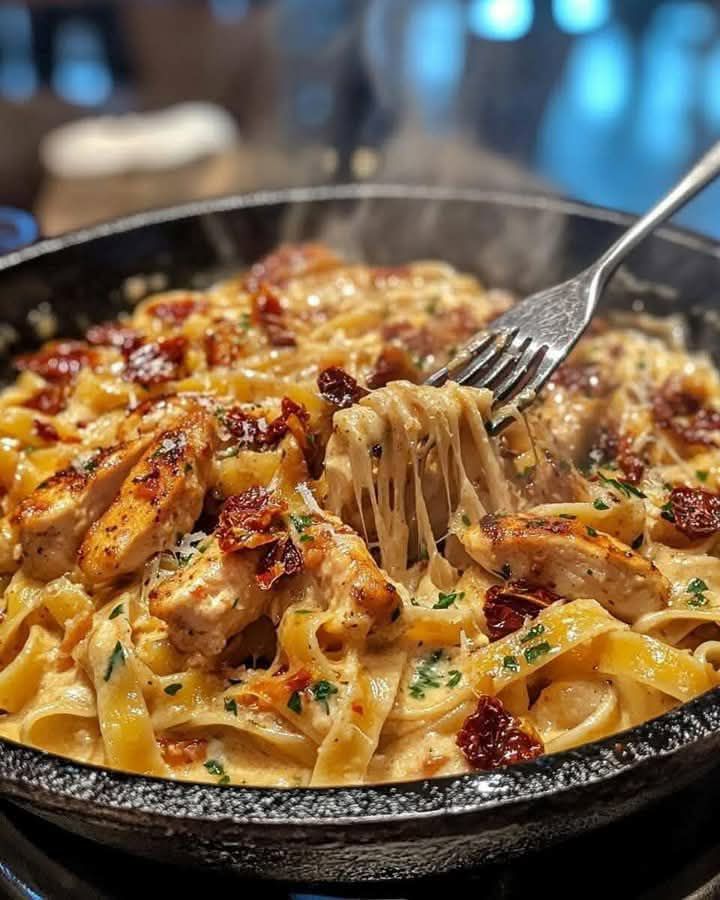 Creamy Sun-Dried Tomato & Chicken Fettuccine