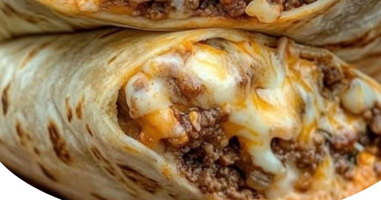 Stuffed Ground Beef Burritos with Creamy Spicy Sauce
