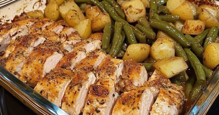 Simple Chicken, Potato, and Green Bean Bake