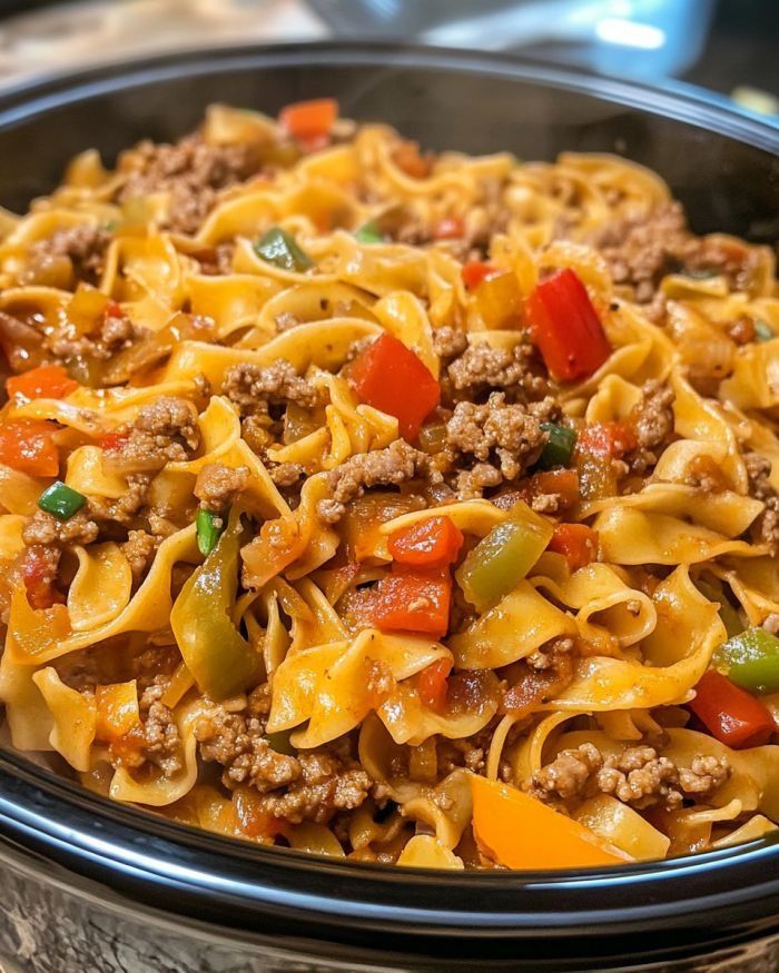 Slow Cooker Italian Drunken Noodle