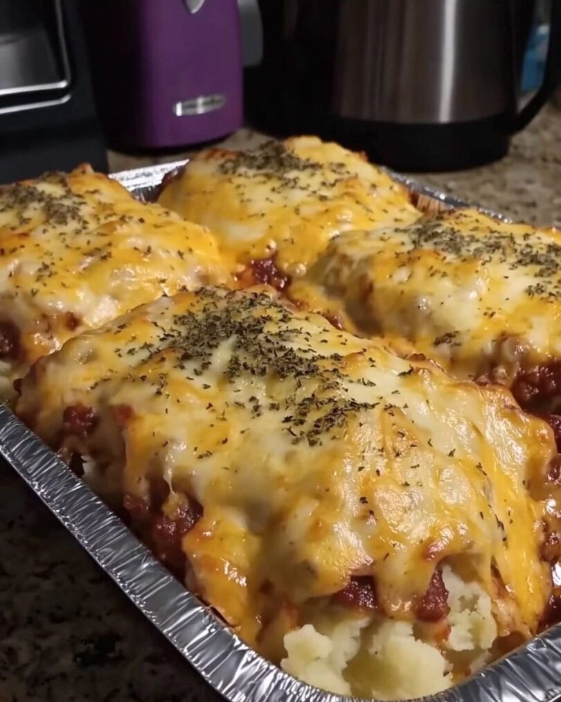 Meatloaf with Mashed Potatoes and Cheese