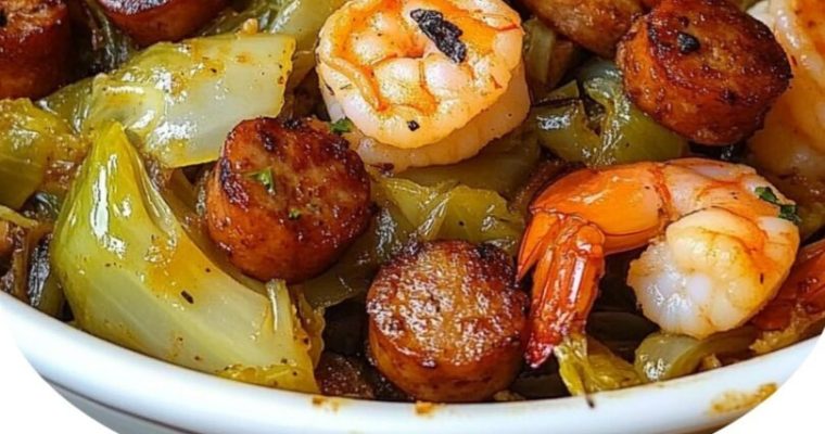 Fried Cabbage with Shrimp & Sausage