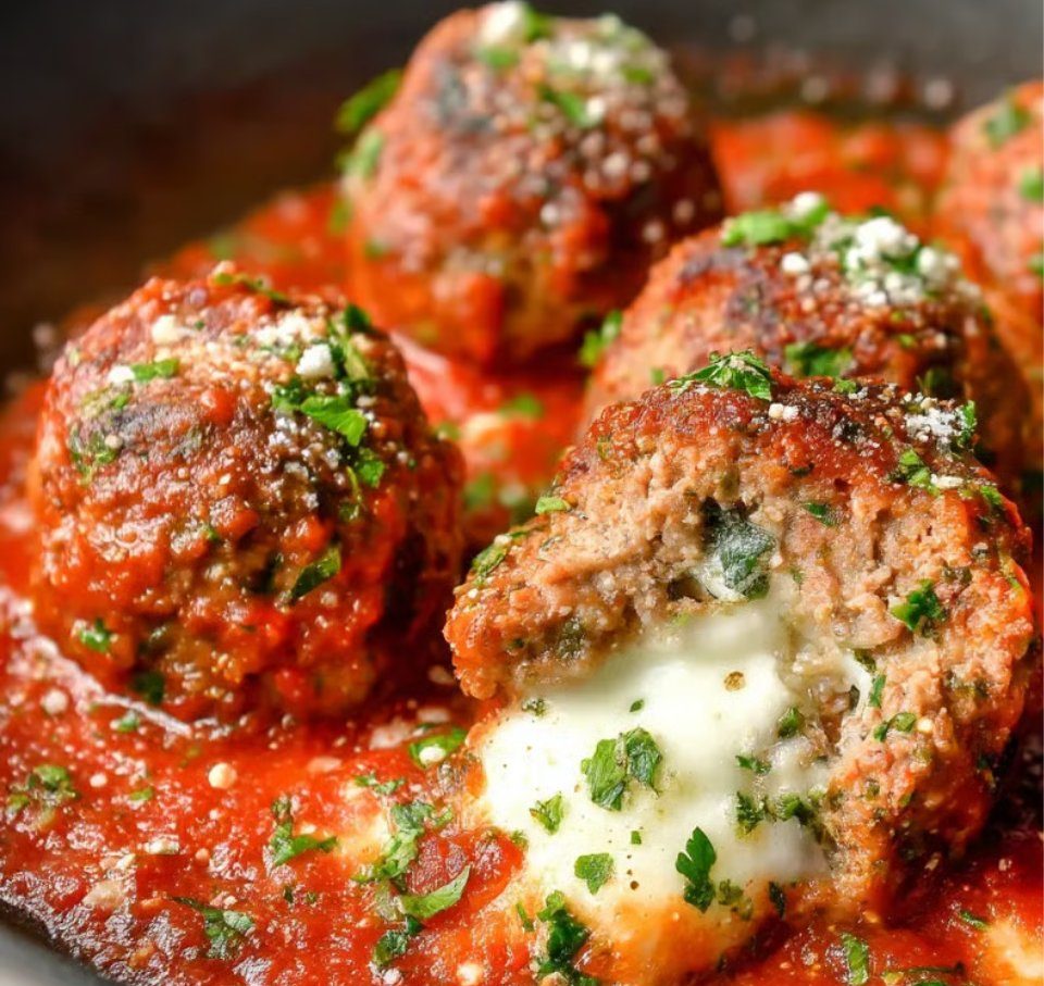Mozzarella Stuffed Meatballs