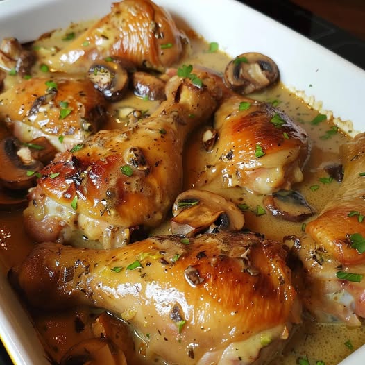 BAKED LEGS WITH CREAM OF MUSHROOM
