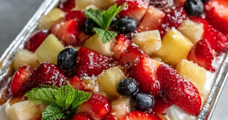 Cheesecake Fruit Salad In Tin Foil Tray