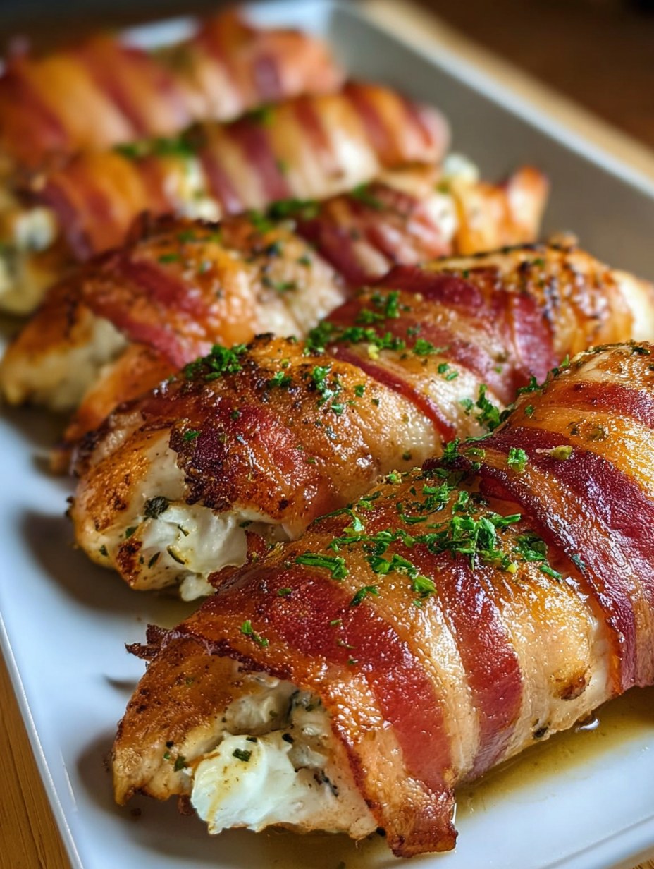 Bacon-Wrapped Cream Cheese Stuffed Chicken Breast