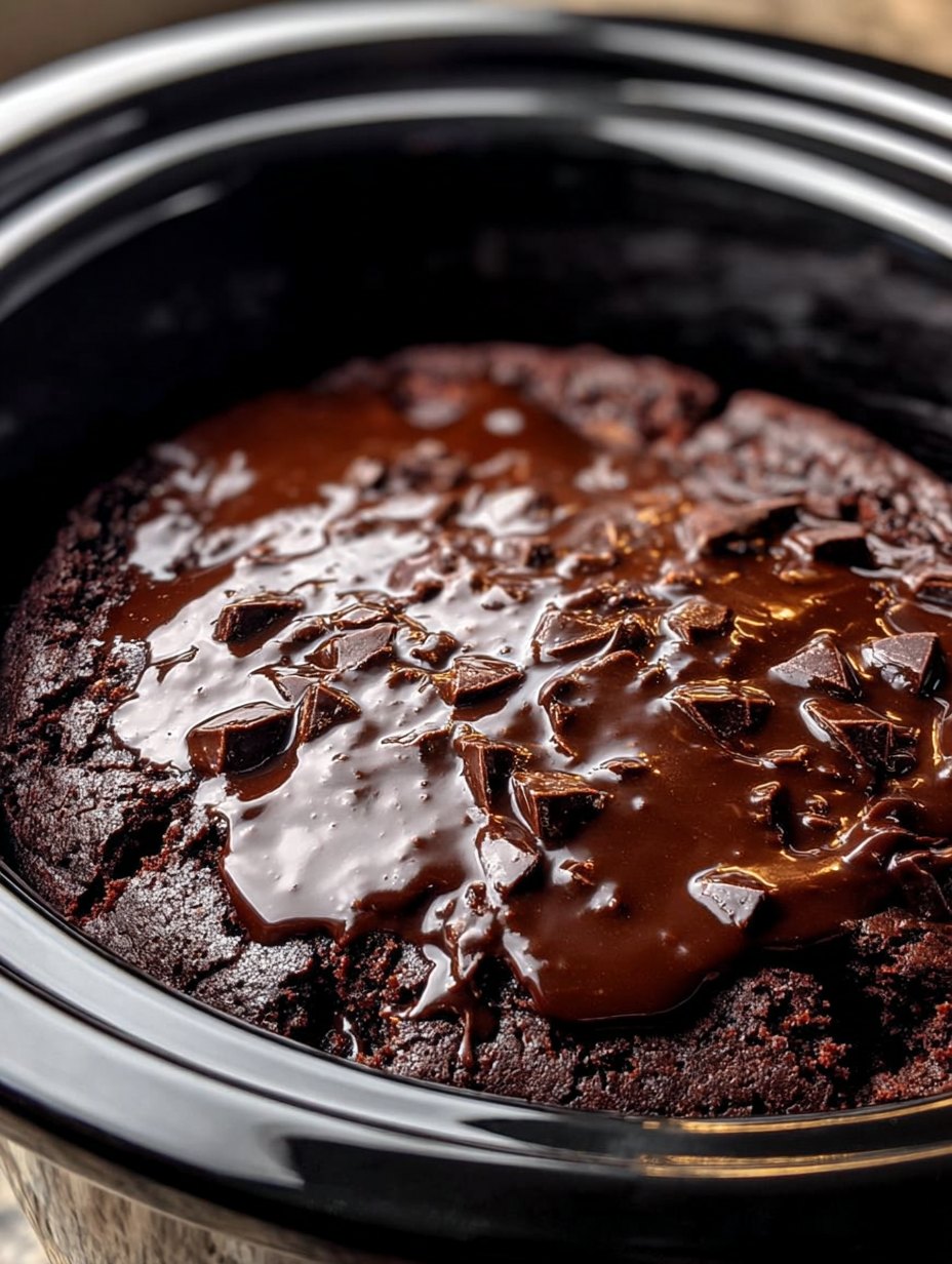 Slow Cooker 4-Ingredient Hot Fudge Brownies
