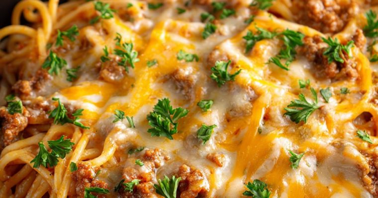Slow Cooker 4-Ingredient Cheesy Spaghetti