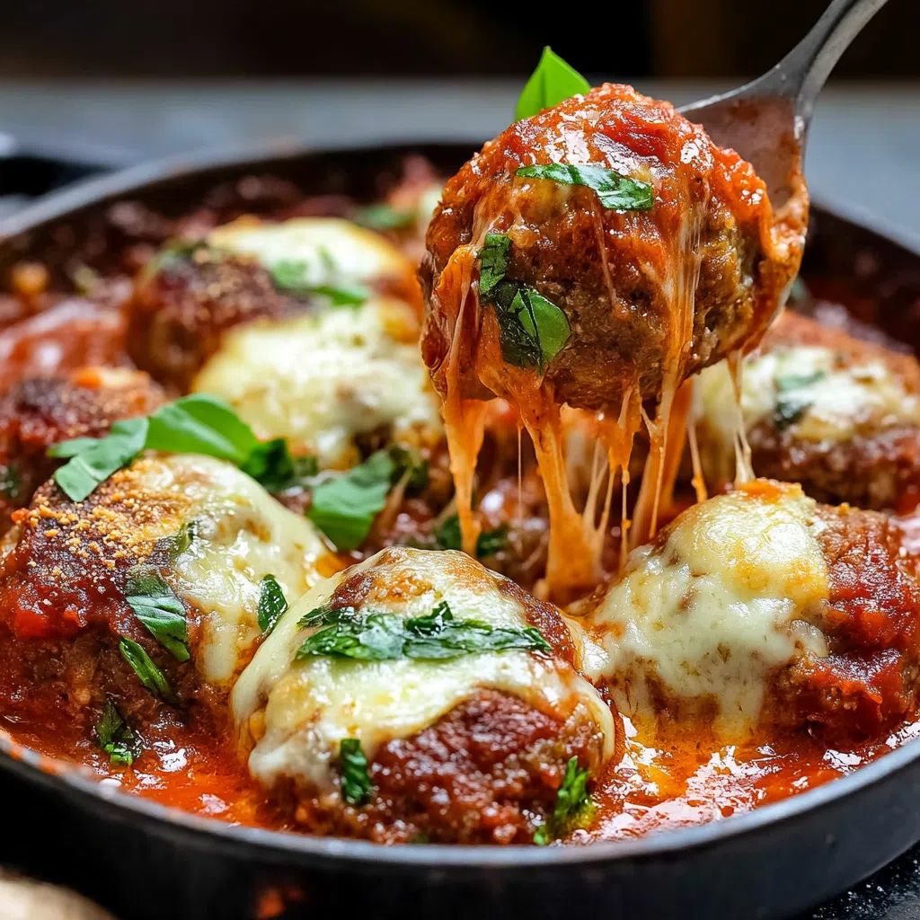 Baked Mozzarella Stuffed Meatballs