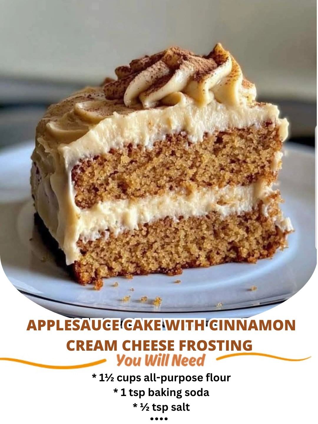 Applesauce Cake with Cinnamon Cream Cheese Frosting