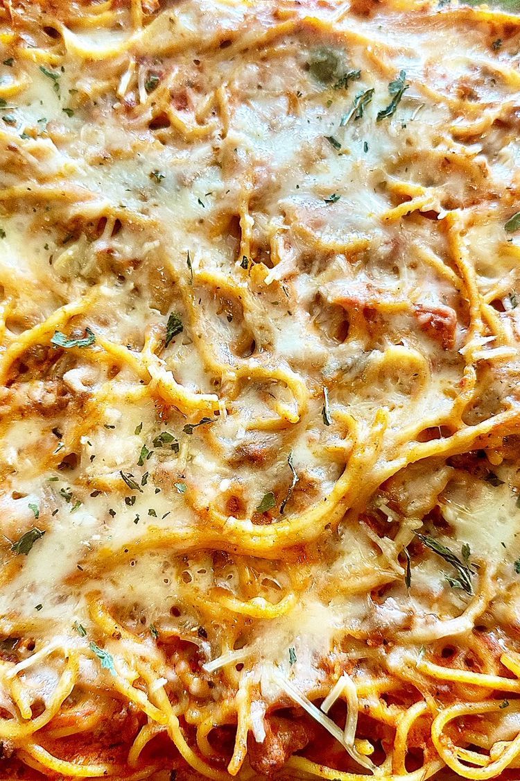 Cheesy Spaghetti Casserole with Cream Cheese