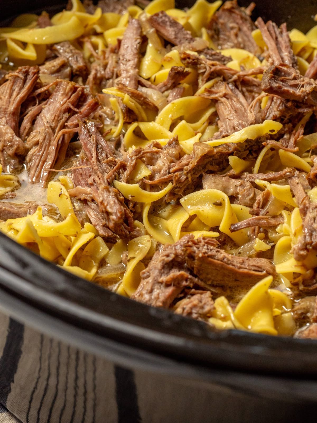 Slow Cooker Pot Roast Beef Stroganoff