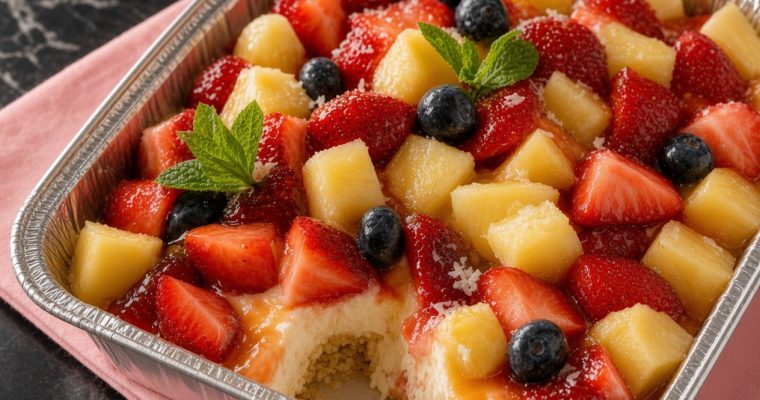 Cheesecake Fruit Salad In Tin Foil Tray