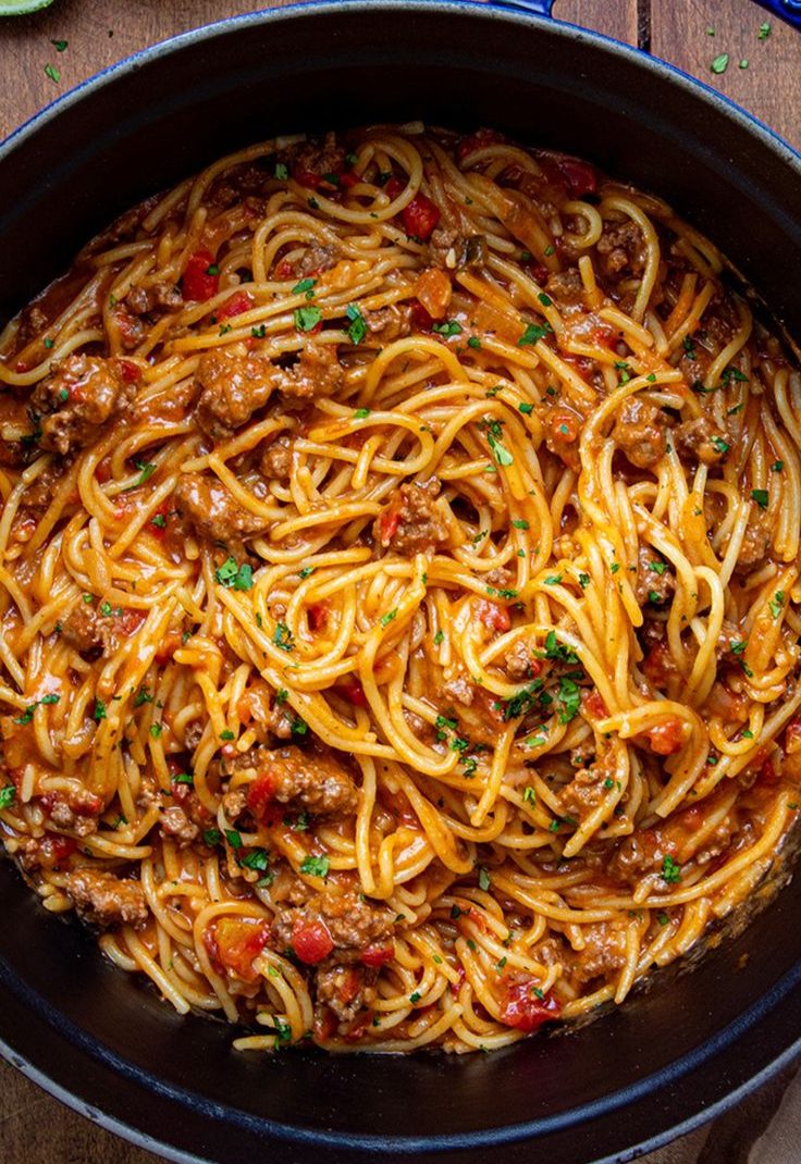 One Pot Taco Spaghetti