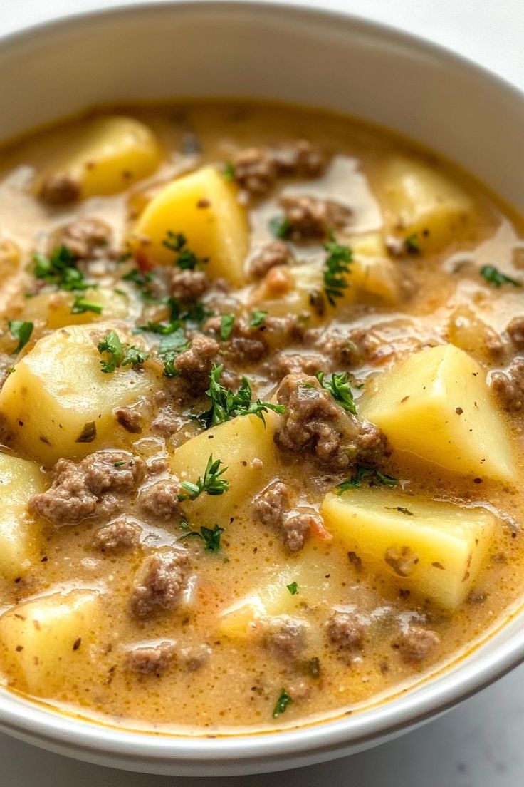 Crockpot Creamy Potato & Hamburger Soup