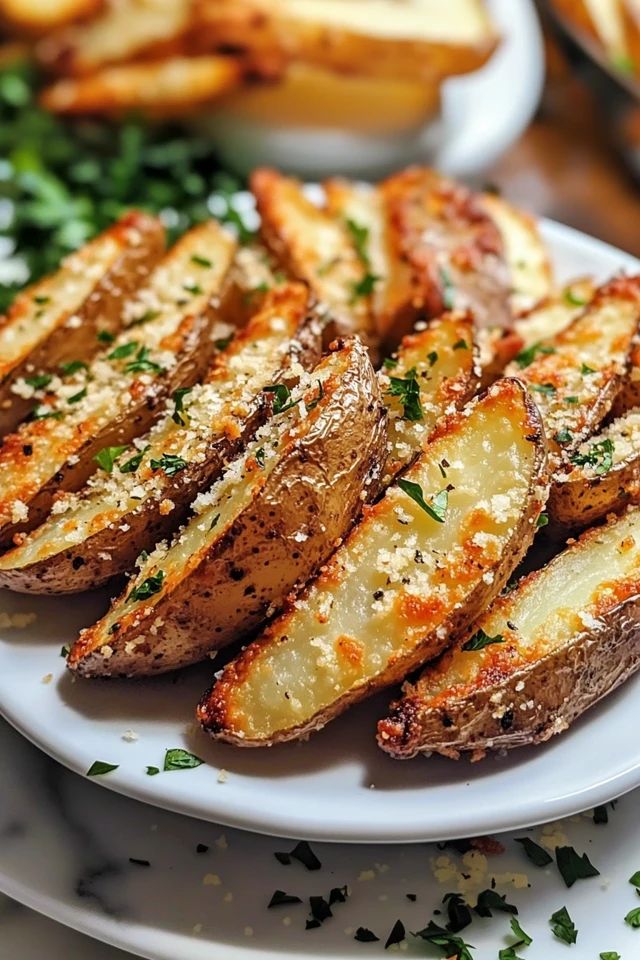 BAKED GARLIC PARMESAN POTATO WEDGES