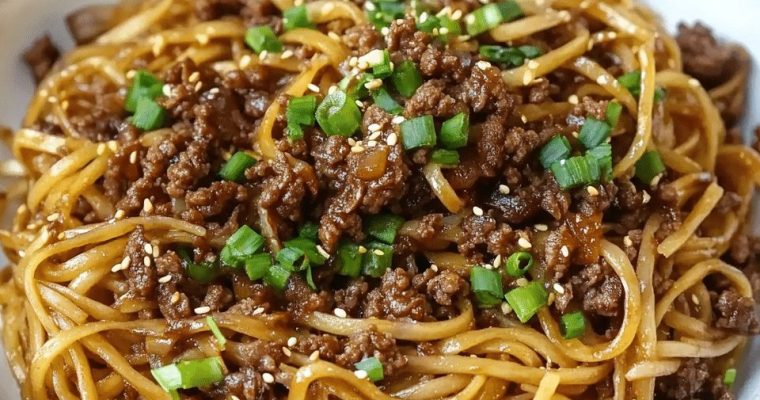 Mongolian Ground Beef Noodles