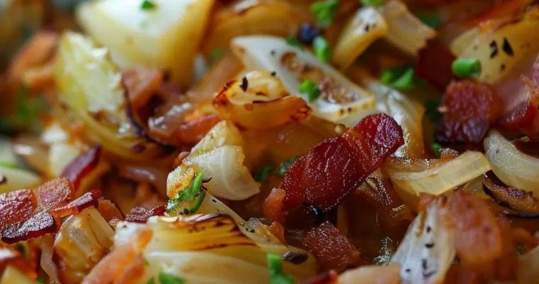 FRIED CABBAGE WITH BACON, ONION, AND GARLIC
