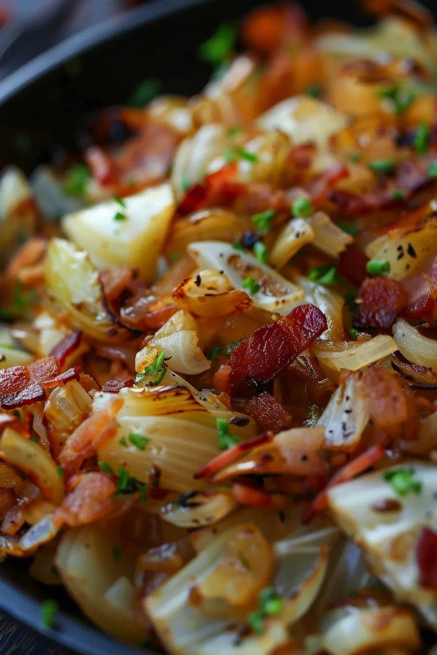 FRIED CABBAGE WITH BACON, ONION, AND GARLIC