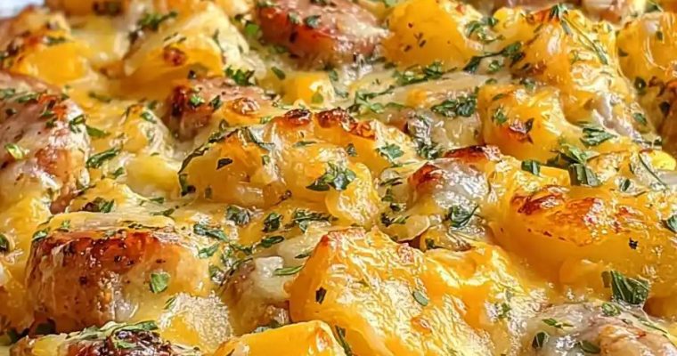 Cheesy Ranch Potatoes and Smoked Sausage Bake