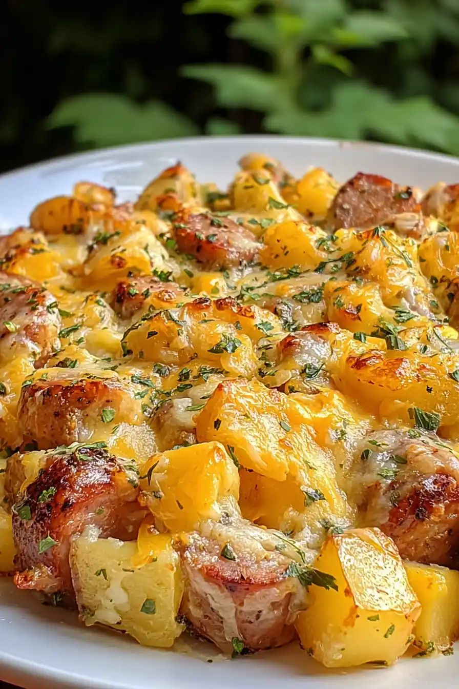 Cheesy Ranch Potatoes and Smoked Sausage Bake