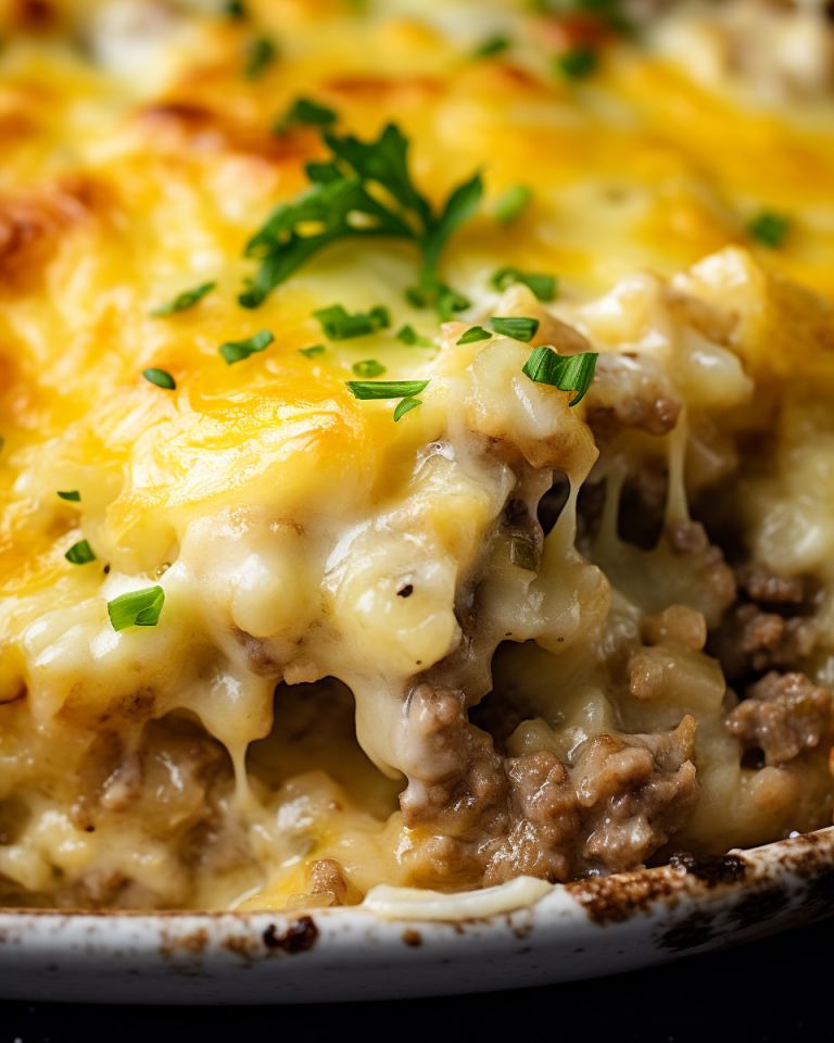 CHEESY GROUND BEEF RICE CASSEROLE