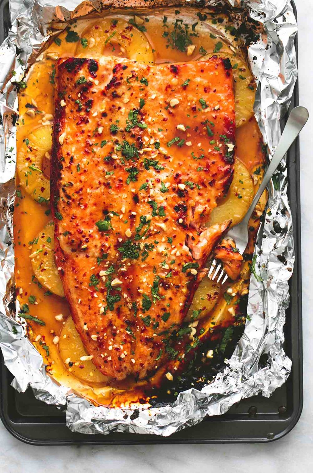 Baked Thai Pineapple Salmon in Foil