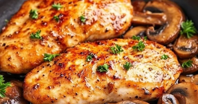 SKILLET CHICKEN AND MUSHROOM WINE SAUCE