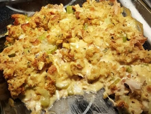 Rotisserie Chicken and Stuffing Casserole