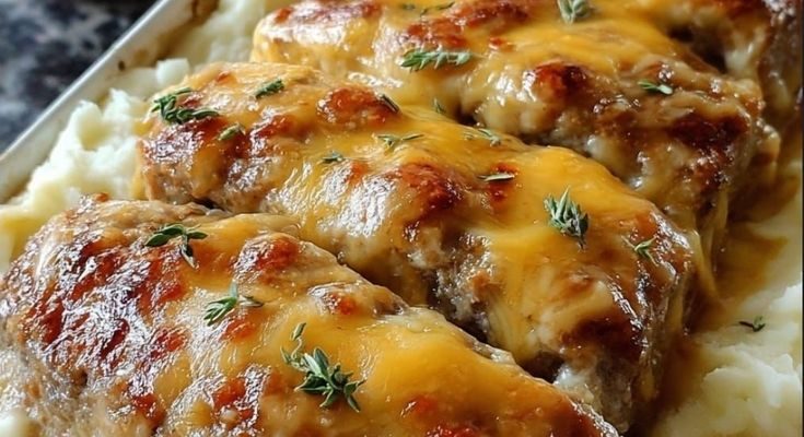 Meatloaf with Mashed Potatoes and Cheese