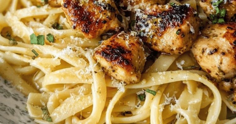 Garlic Butter Chicken Bites with Savory Parmesan Linguine