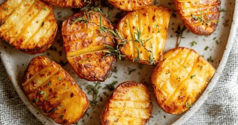 Sheet Pan Scored Potatoes