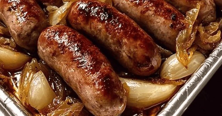 Oven-Braised Beer Brats with Apples & Onions