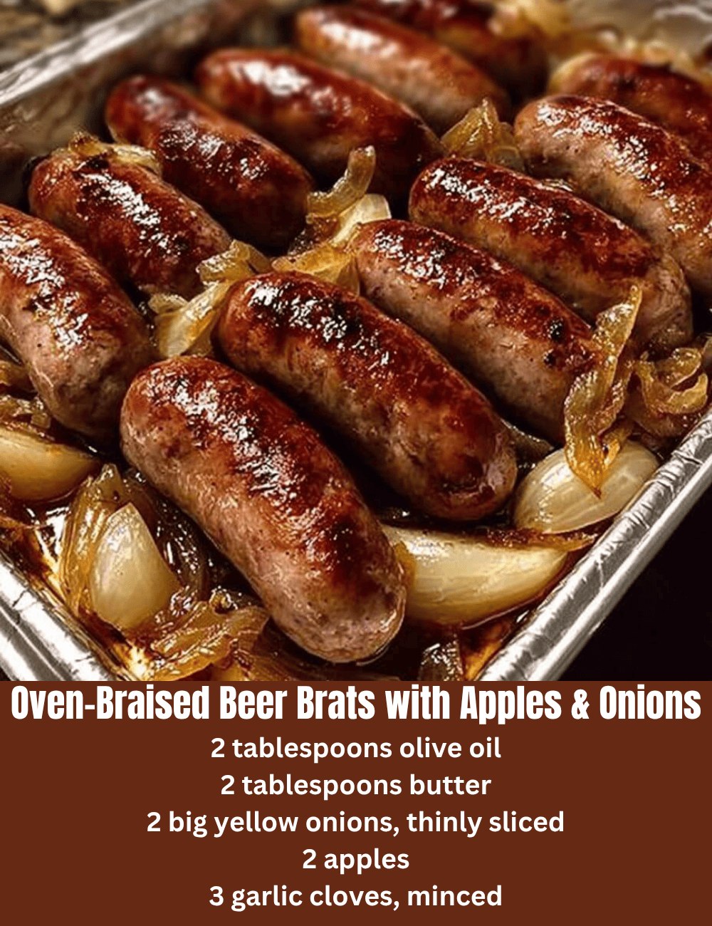 Oven-Braised Beer Brats with Apples & Onions