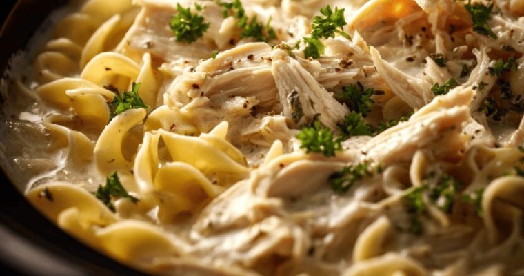 Slow Cooker Amish Chicken and Noodles