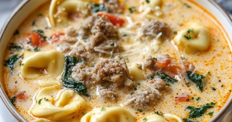 Slow Cooker Creamy Sausage & Tortellini Soup