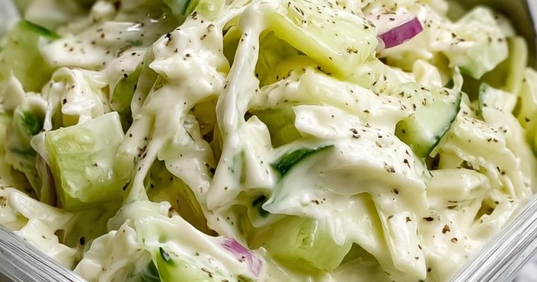 Creamy Peppery Coleslaw with Cucumbers and Celery