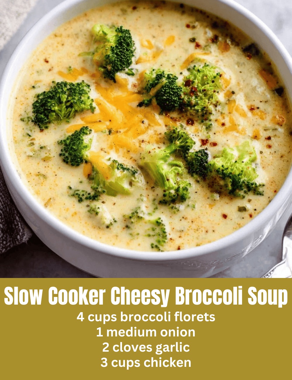 Slow Cooker Cheesy Broccoli Soup