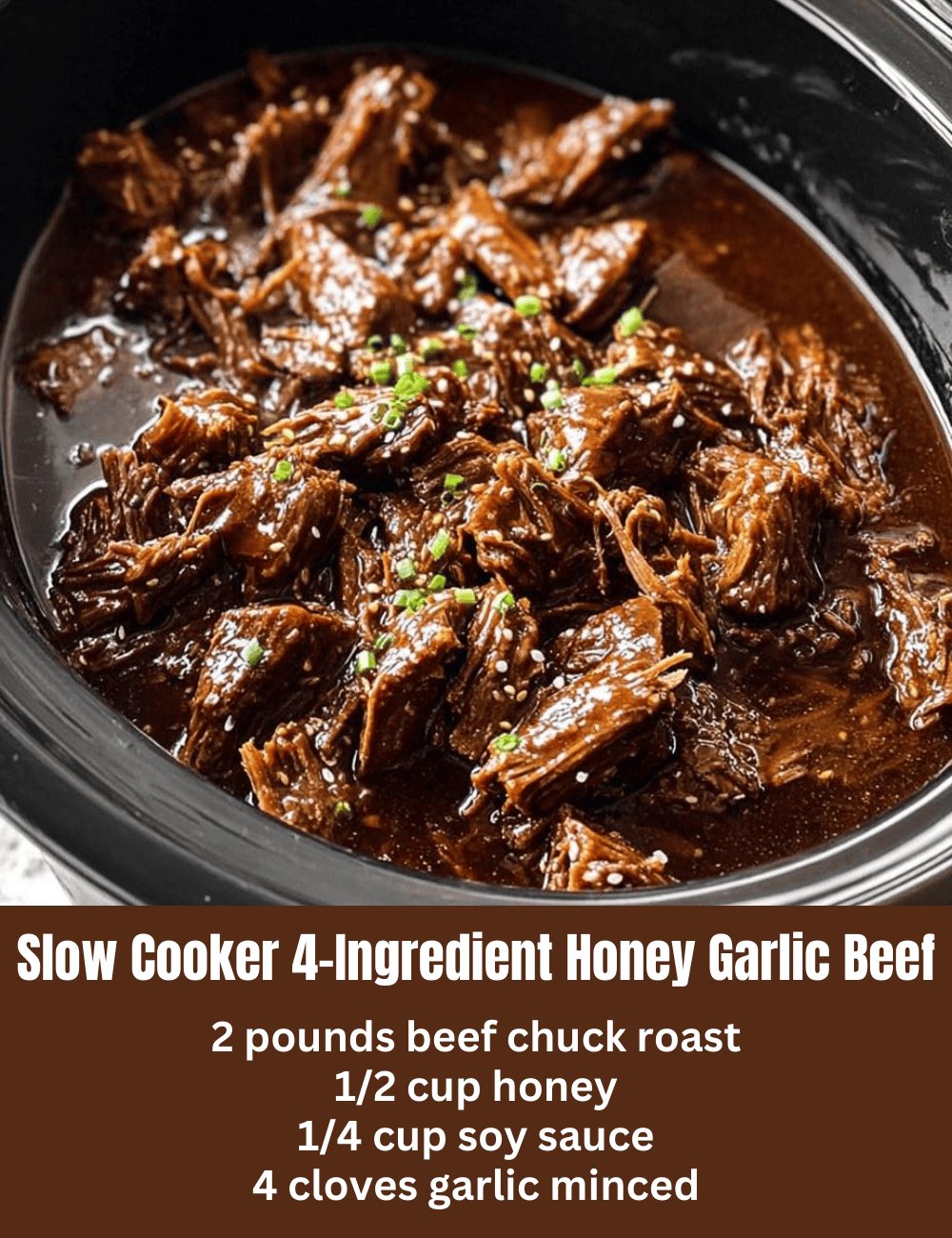 Slow Cooker 4-Ingredient Honey Garlic Beef