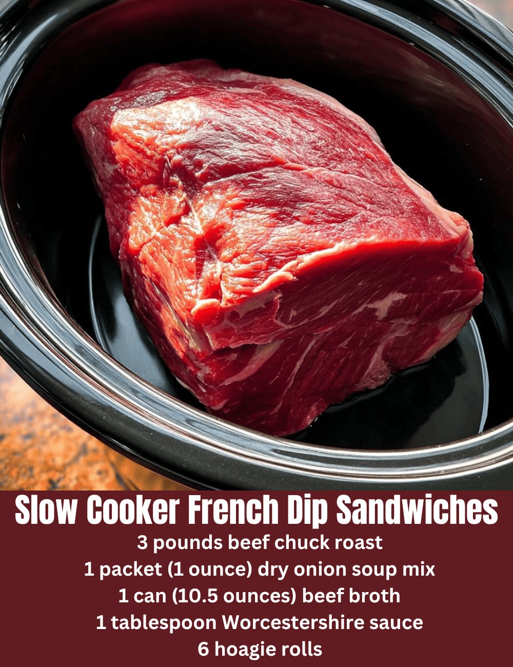 Slow Cooker 6-Ingredient French Dip Sandwiches
