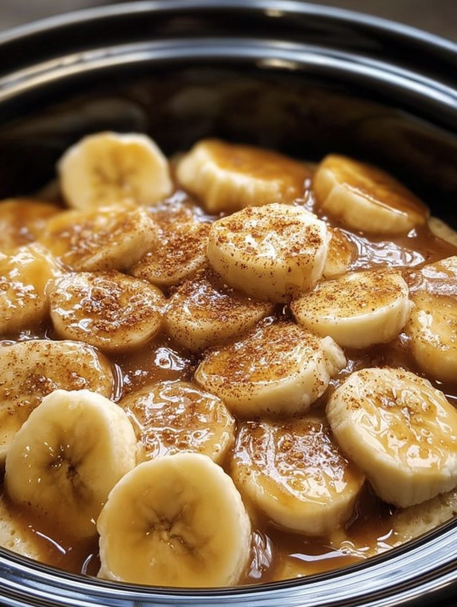 Slow Cooker Banana Foster Pudding