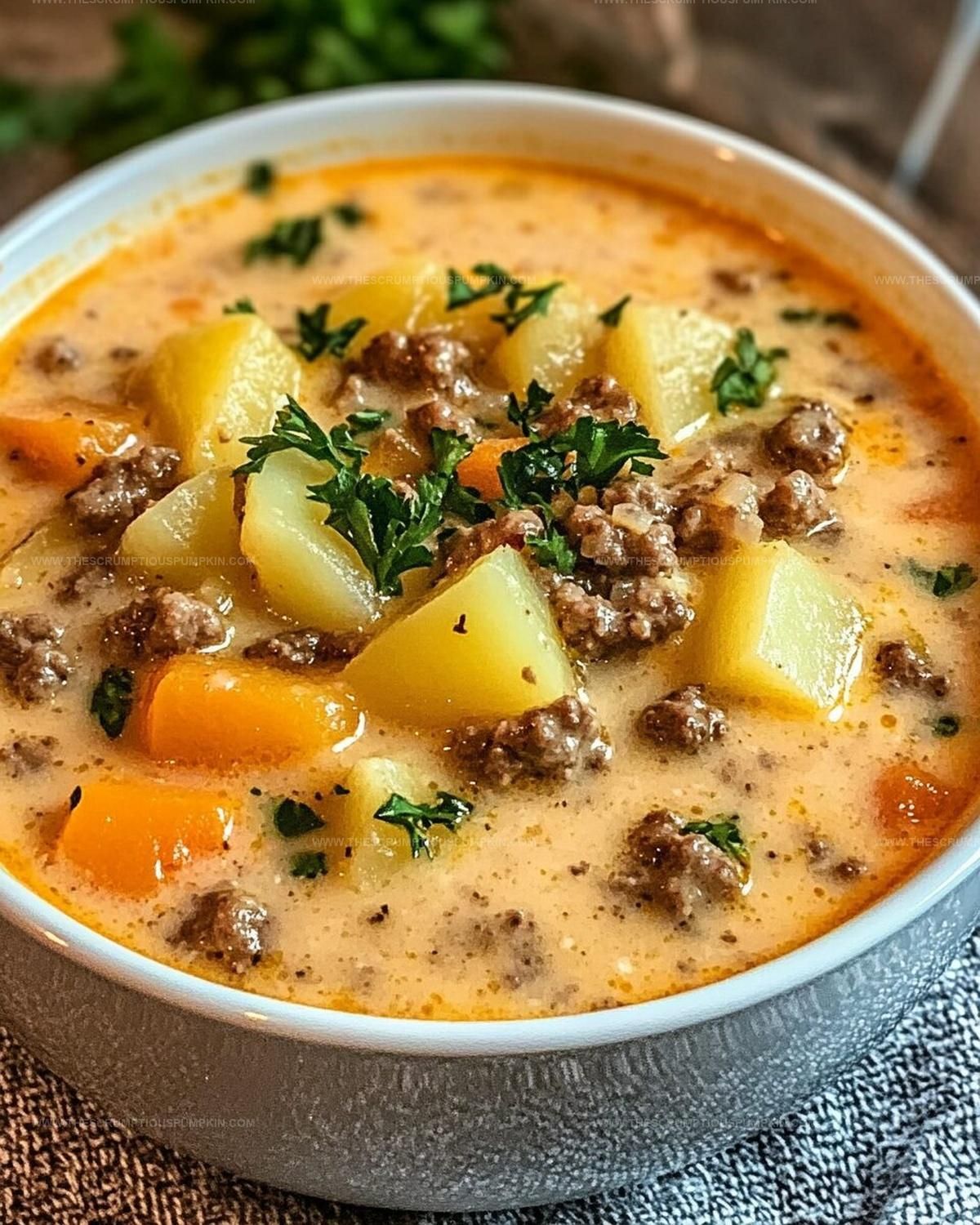 Crockpot Creamy Potato & Hamburger Soup