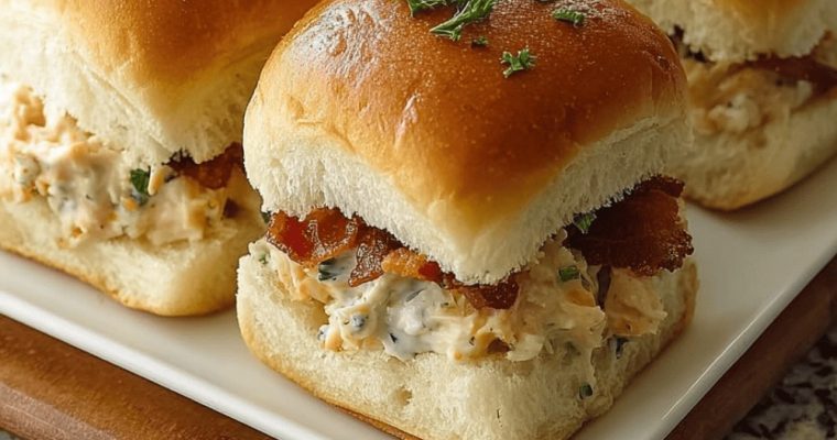 Creamy Chicken Ranch Bacon Sliders on Hawaiian Rolls