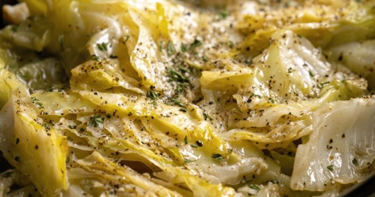 Slow Cooker Garlic Parmesan Whole Cabbage with Lemon Butter