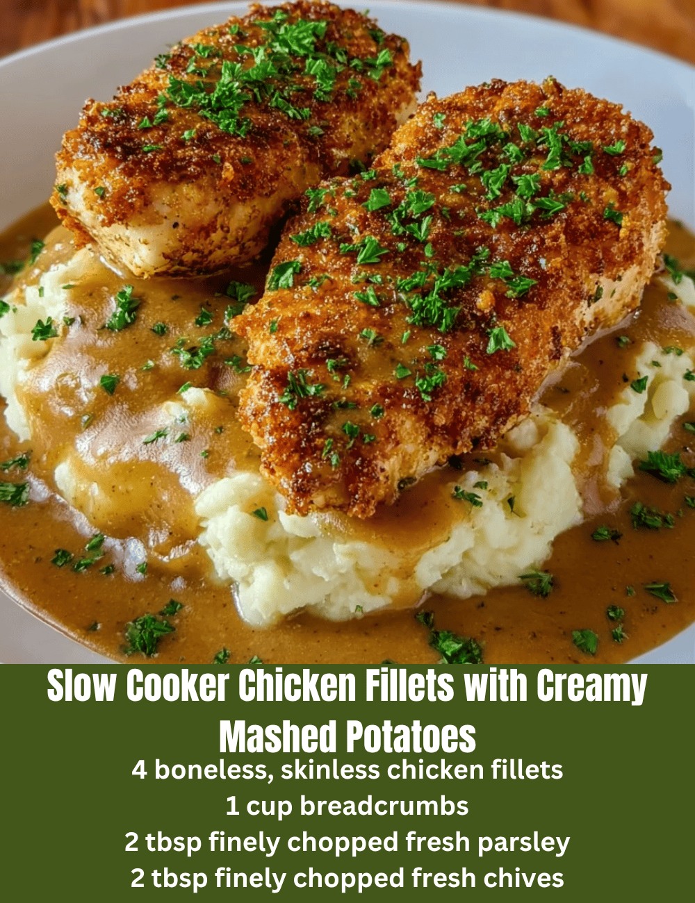 Slow Cooker Herb-Crusted Chicken Fillets with Creamy Mashed Potatoes