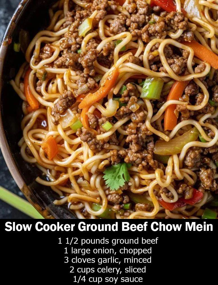Slow Cooker Ground Beef Chow Mein