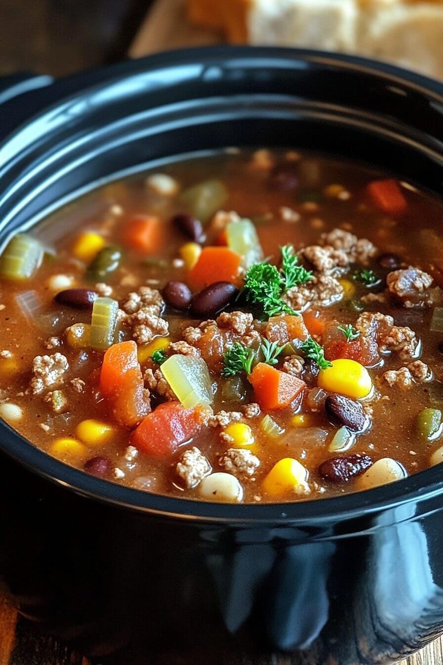 Hearty Crockpot Cowboy Soup