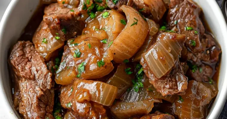 Slow Cooker Steak with Onion Soup Mix