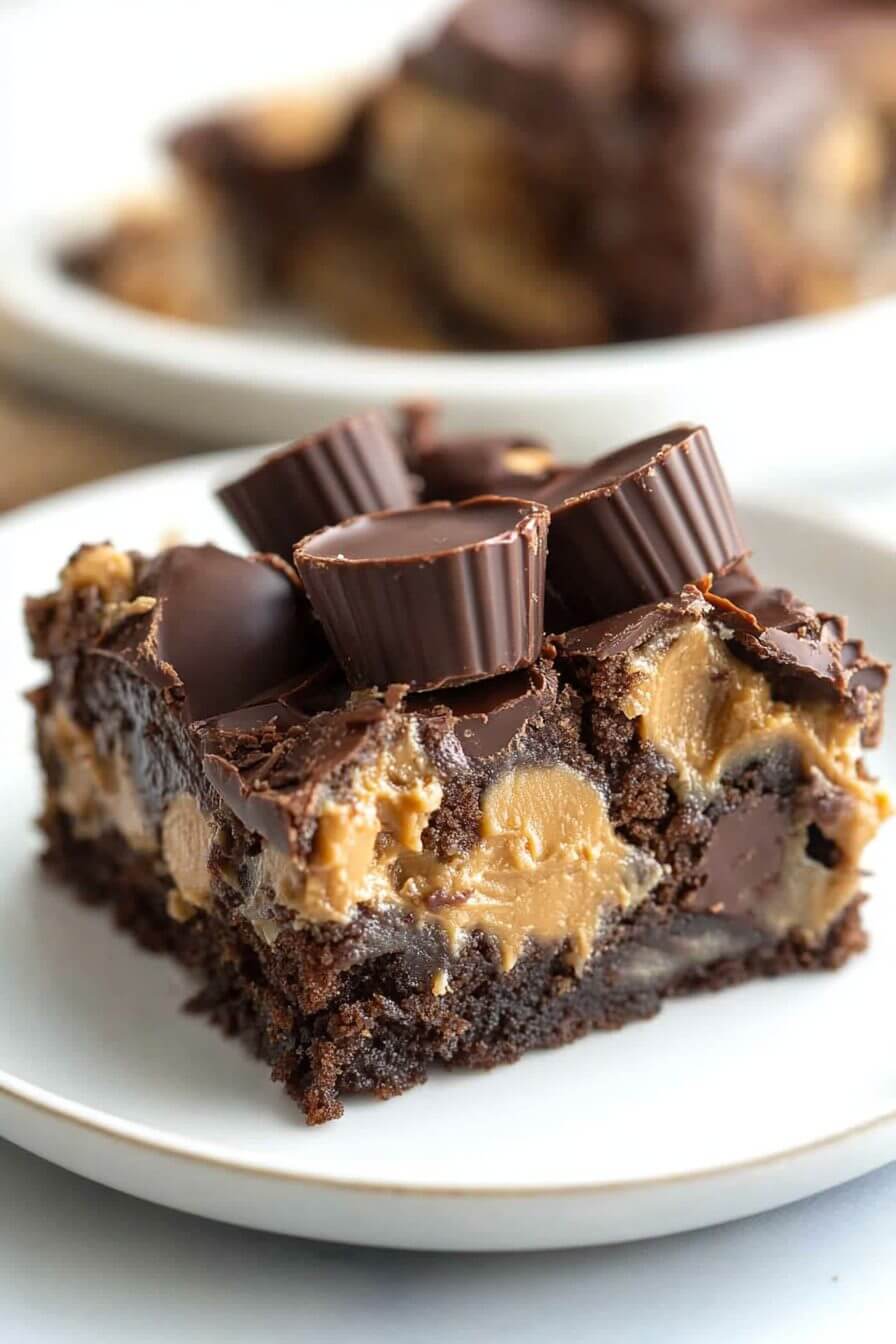 Reese’s Chocolate Peanut Butter Cup Earthquake Cake